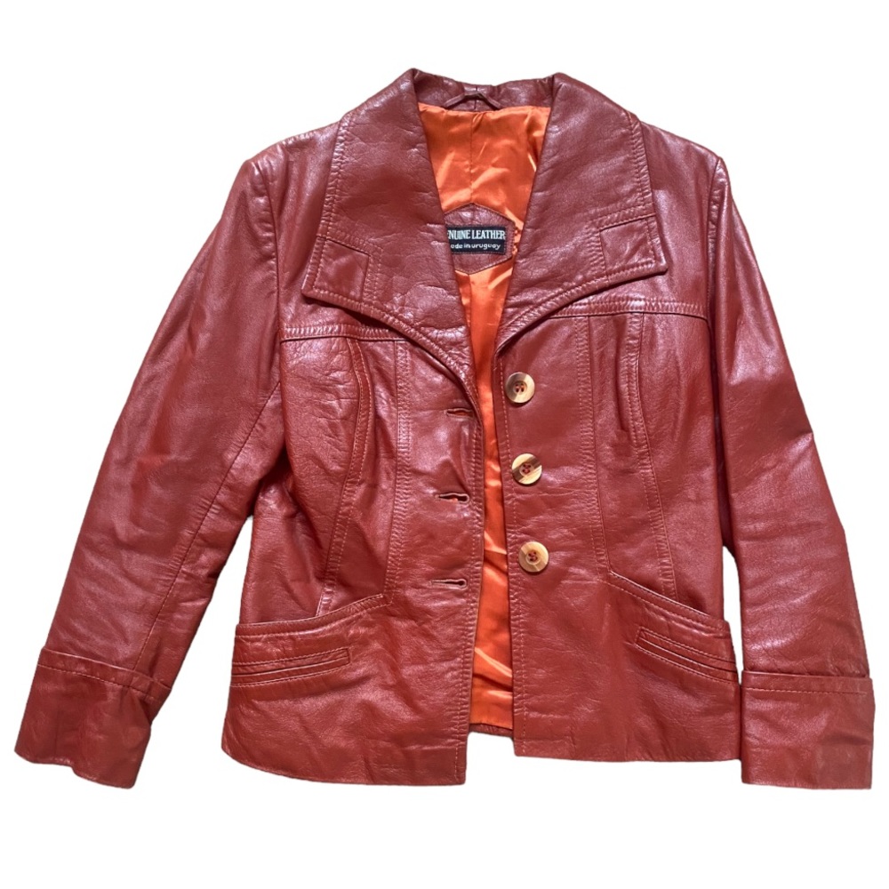 vintage 70s terracotta leather jacket